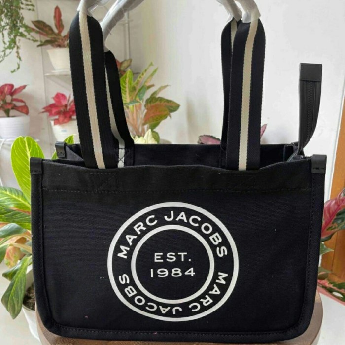 ✨New Mj Tote Bag Zip Canvas Black 39X26X11Cm.Original Berkualitas
