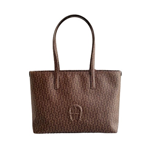 ✨New Aigner Ilona Shopper Bag Top Zip - Brown Berkualitas