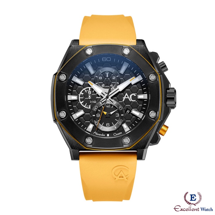 ✨Sale Excellent Jam Tangan Pria Alexandre Christie Ac 9601 Yellow Diskon