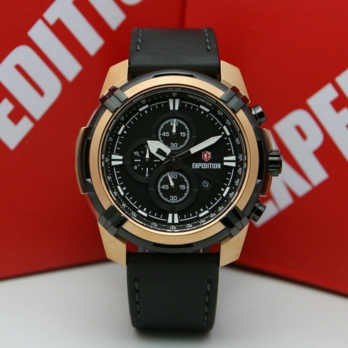 ✨Ready Jam Tangan Pria Expedition E 6786 E6786 Black Rosegold Original Terbatas
