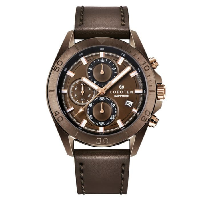 ✨Ready Lofoten F-6504 Mc - Jam Tangan Pria Kulit Stainless - Sapphire Coklat Limited
