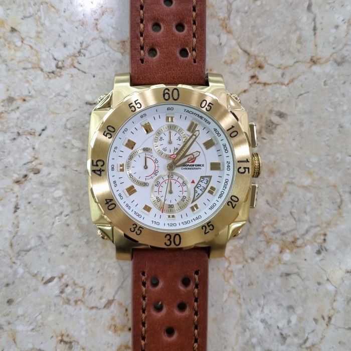 ✨Ready Chronoforce 5323G Hurricane Chronograph Brown Leather Original 5323 Limited