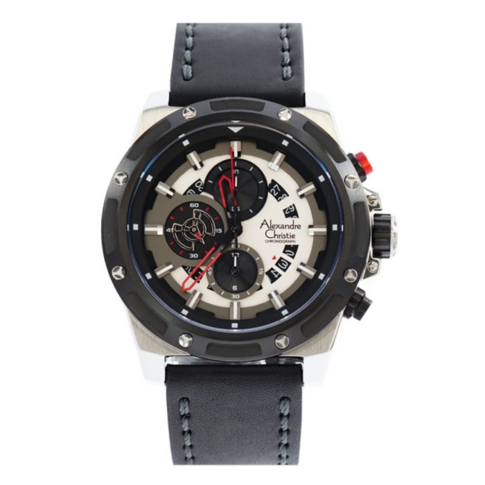 ✨Ready Jam Tangan Pria Alexandre Christie Ac 6506 Silver Black Ac6506 Terbaru