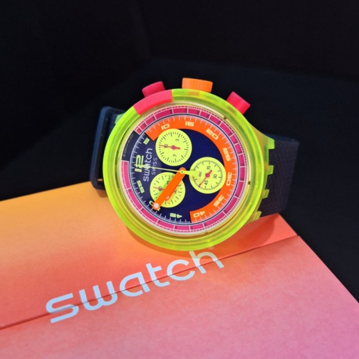 ✨Ready Jam Tangan Swatch Sb06J100 Neon To The Max Terbaru Original Terbatas