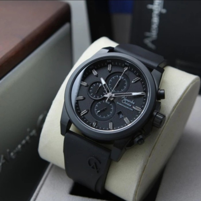 ✨Ready Jam Tangan Pria Original Alexandre Christie Ac6659Mc All Black Terbatas