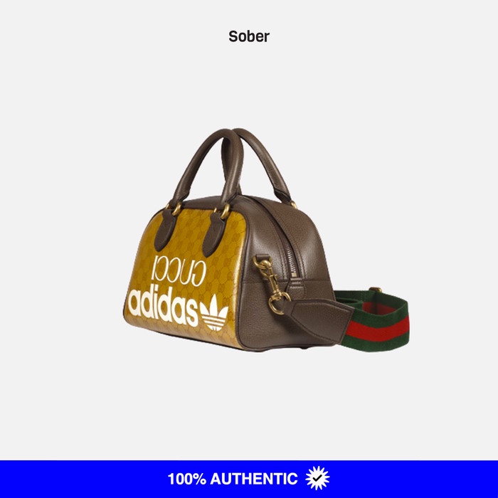 ✅Sale Gucci X Adidas Mini Duffle Bag Beige/Brown Terbaru