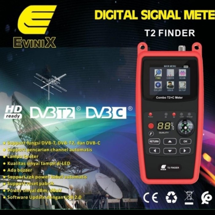 EVINIX - DIGITAL SIGNAL METER DVB T2 FINDER / DVB C