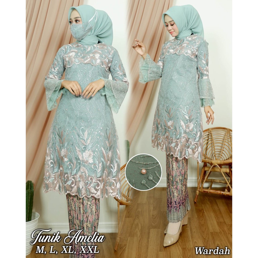 [EXCLUSIVE] MODEL TERKINI TUNIK KEBAYA MODERN AMELIA - ATASAN TUNIK TILE - KEBAYA BROKAT - KEBAYA
