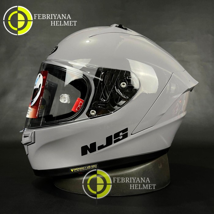 ✨Termurah Helm Njs Zx1 R Solid Stone Grey Glossy Full Face Njs Zx-1 R Terbatas