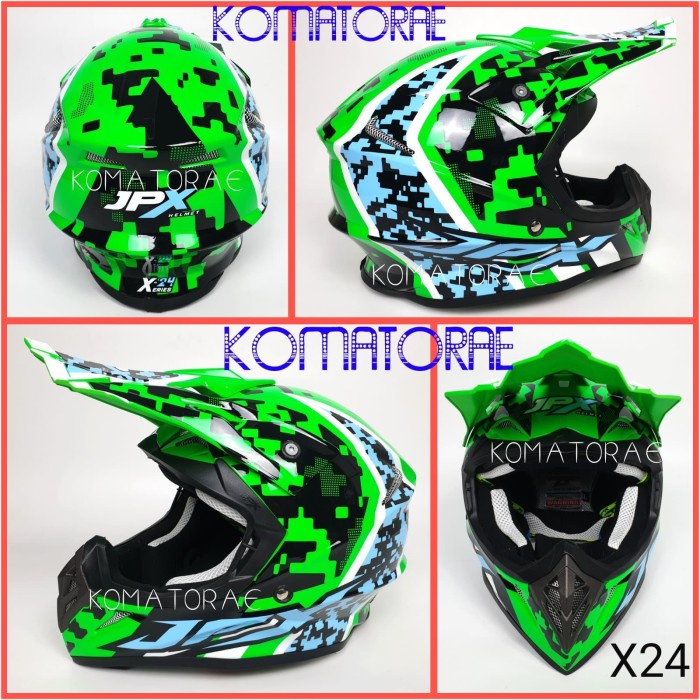 ✨Termurah Helm Jpx Cross X24 Green Fluo Trail Super Cross Limited