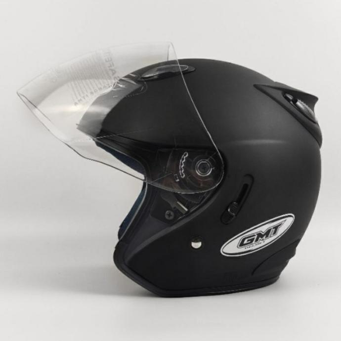 HELM HALF FACE DOUBLE VISOR||GMT BLA DOFF ||HELM MOTOR SNI