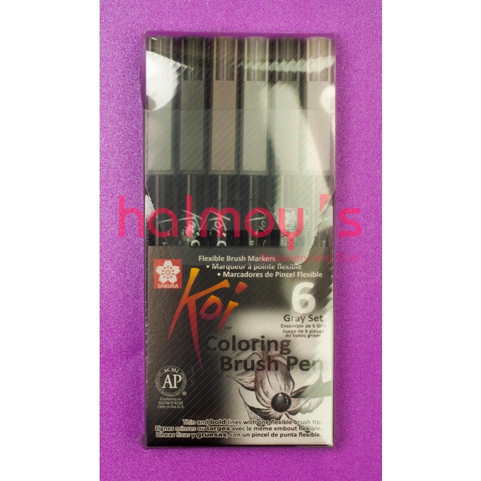 

Gaya Spidol Brush Pen Sakura Koi Coloring 6 Gray Set