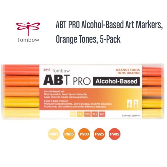

Gaya Tombow Abt Pro Alcohol Based Art Markers Dual Brush Pen - Orange Tones