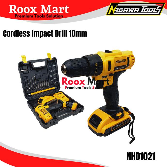 CORDLESS IMPACT DRILL 10MM 21V MESIN BOR BATERAI NAGAWA NHD1021 RIBKAMASYA0