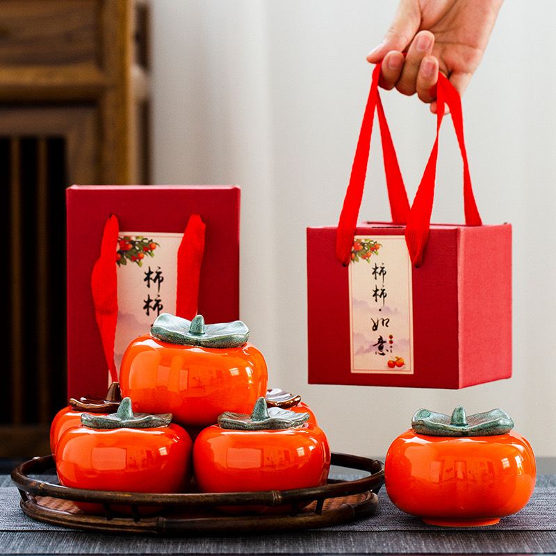 Hampers imlek / hadiah imlek 2025 Chinese new year / CNY wadah keramik kesemek persimmon cantik mewa