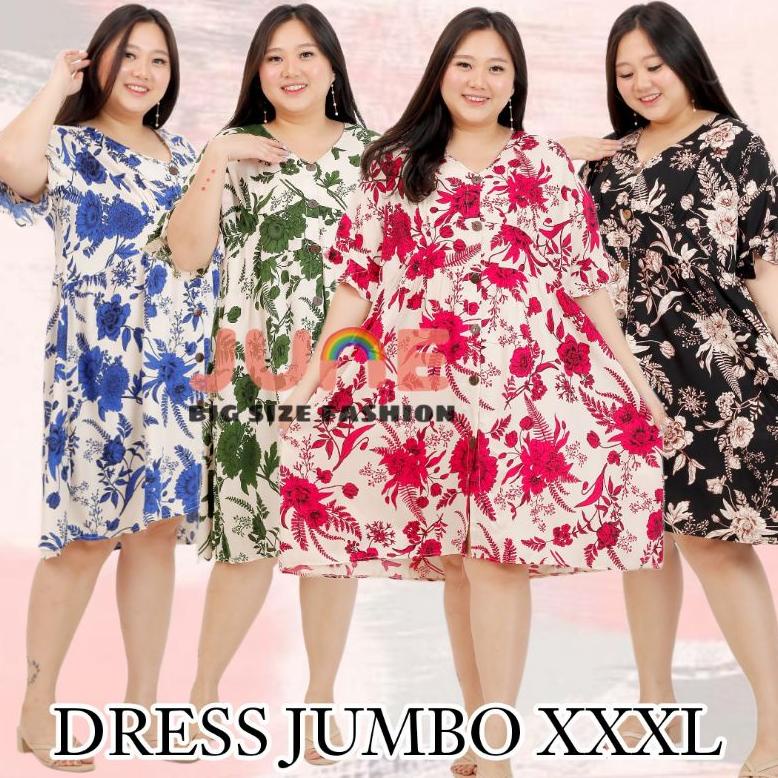 New Stok June Dress Jumbo/Dress Big Size/Dress Bb 70-90Kg/Dress Jumbo Natal/Dress Jumbo Imlek/Dress Imlek/Dress Bumil/Dress Busui/Dress Jumbo Motif Cantik Terlaris