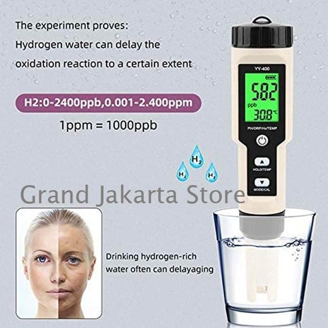Water Tester H2 Ph Orp Temp Pen Meter Yy400 Hydrogen Yy-400 4 In 1