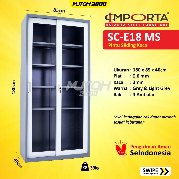 

IMPORTA E18-MS LEMARI ARSIP BESI PINTU SLIDING KACA