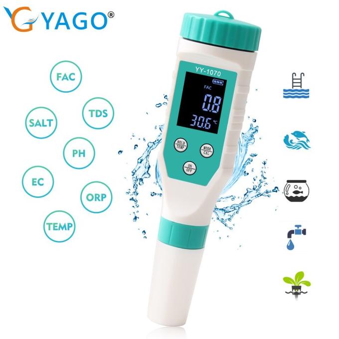 Rcyago Tester Kualitas Air Digital, 7 In 1 Ph Ph Meter/Temp/Tds/Orp/Ec