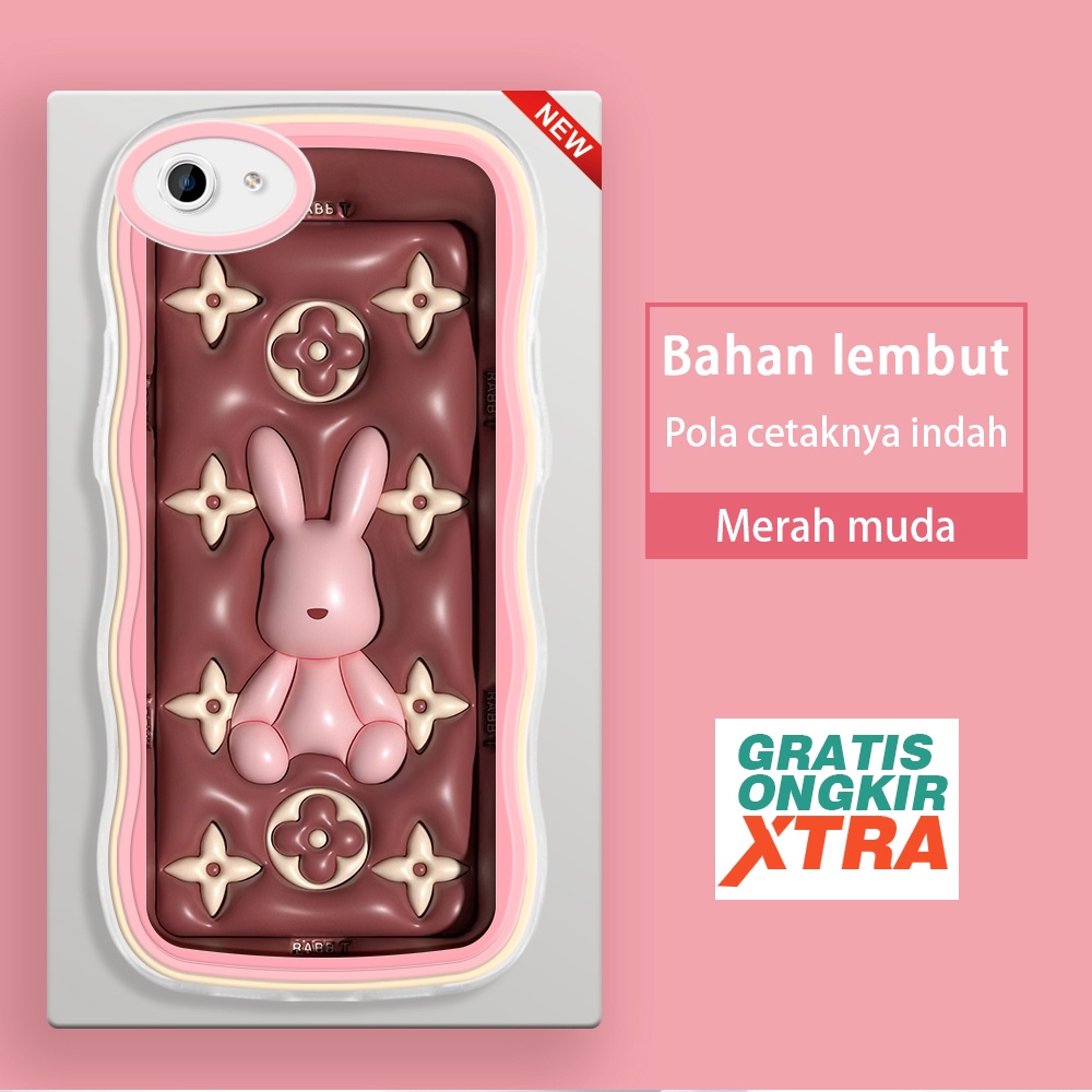 OPPO A37 A38 A37F A53 2020 A52 A54 2021 A55 A57 2022 A59  Casing Ponsel  Pola Kelinci Trendy LV 3D  