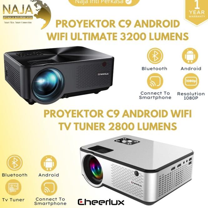 Mini Proyektor Cheerlux C9 Android Wifi Tv Tuner Led Projektor