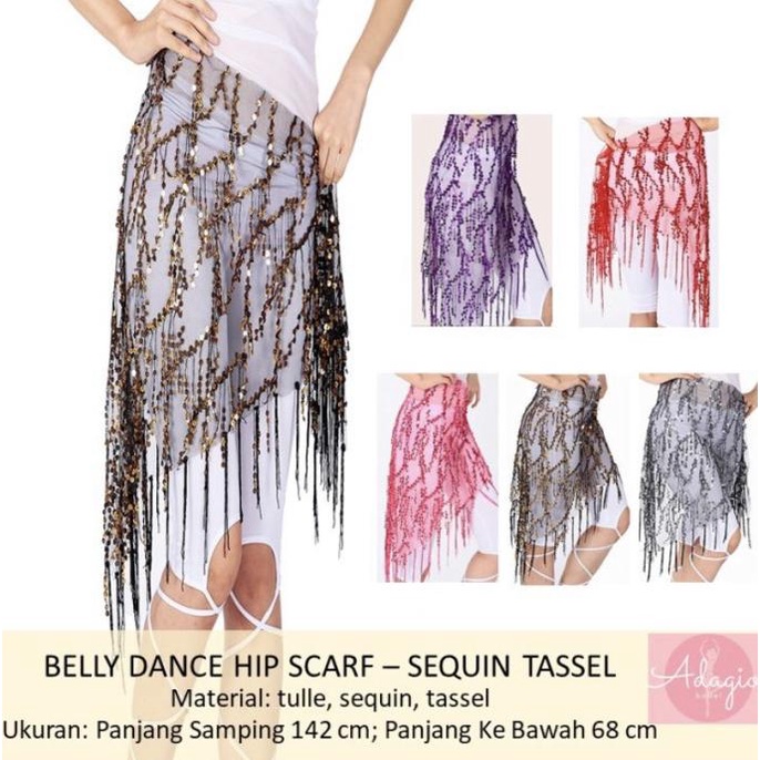 Terbaru Selendang Hip Scarf Sabuk Belly Dance Payet Tulle Rumbai Tari Kostum Limited Edition