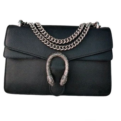 G. Dionysus Black Leather Shoulder Bag