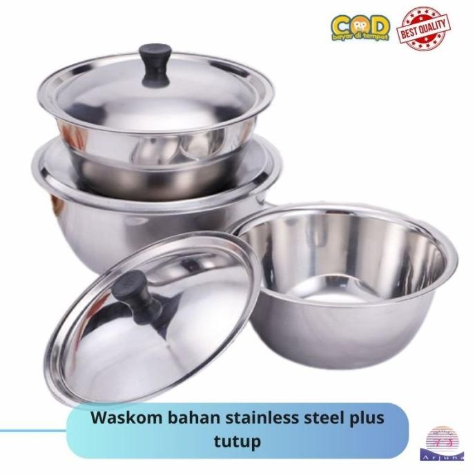 hanya disini] Waskom Stainless Plus Tutup/Baskom Tutup Stainless Steel