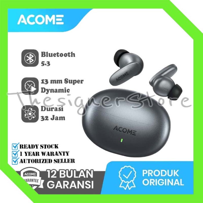 Ready Acome True Wireless Earbuds Headset Bluetooth 5.3 TWS Garansi 1 Thn T8