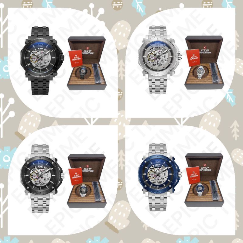 Jam Tangan Expedition Automatic 6402 EXP6402 E6402 Tali Besi / Stainless Steel (FREE TALI KULIT)
