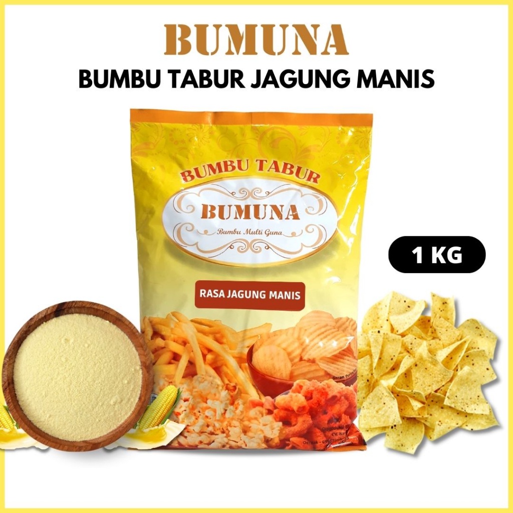 

Bumbu Tabur Rasa Jagung Manis 1Kg Bumuna / Bubuk Tabur Bumbu Celan Keripik Kentang Lidi Ayam