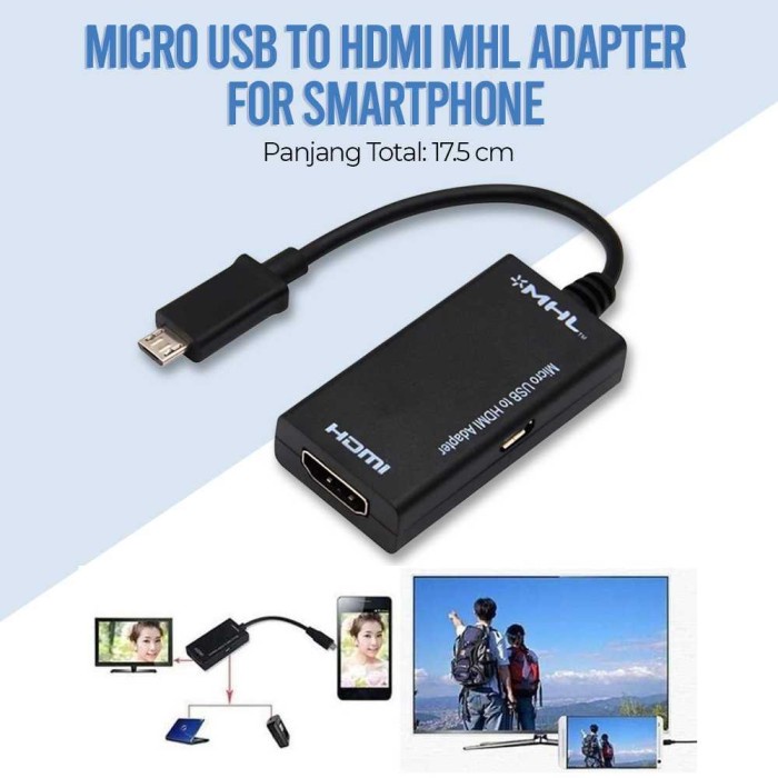 Terbaru Kabel Konektor Hp Mhl Ke Tv Converter Micro Usb To Hdmi