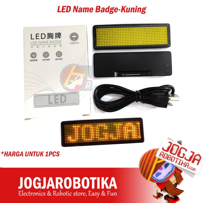 

```````] LED Name Badge Papan Nama Name Tag LED Berjalan-Kuning