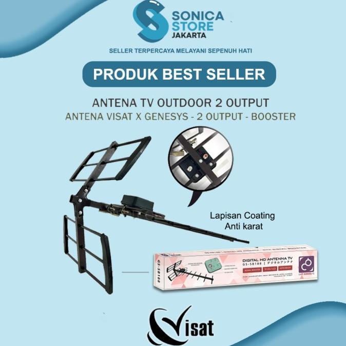 Antena TV Outdoor Digital Genesys x Visat GS - SB188 + Booster Dual TV