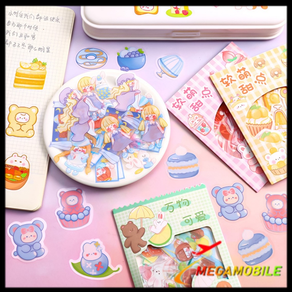

MM - Sticker Set Isi 45Pcs Karakter Lucu Aesthetic Waterproof Stiker Motif Kartun Korea Cute Girl Anti Air Stiker Diary Scrapbook DIY Sticker Journal Book