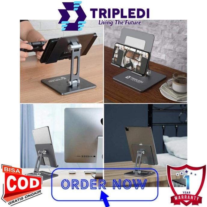 TRIPLEDI Holder Stand Aluminium Desktop POS Meja Kasir HP Tablet iPad