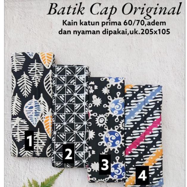 Bahan Jahit Baju Sd1 Kain Batik Cap Handmade Tradisional Pekalongan Batik 2 Meteran Warna Hitam Puti