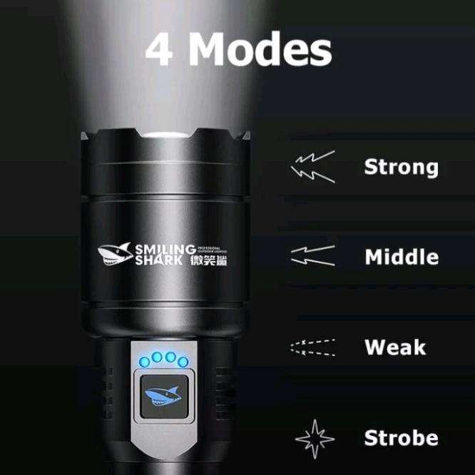 SENTER LED SMILING SHARK SD-5220 M80 - SUPER TERANG - 4 MODE CAHAYA  |Readystock