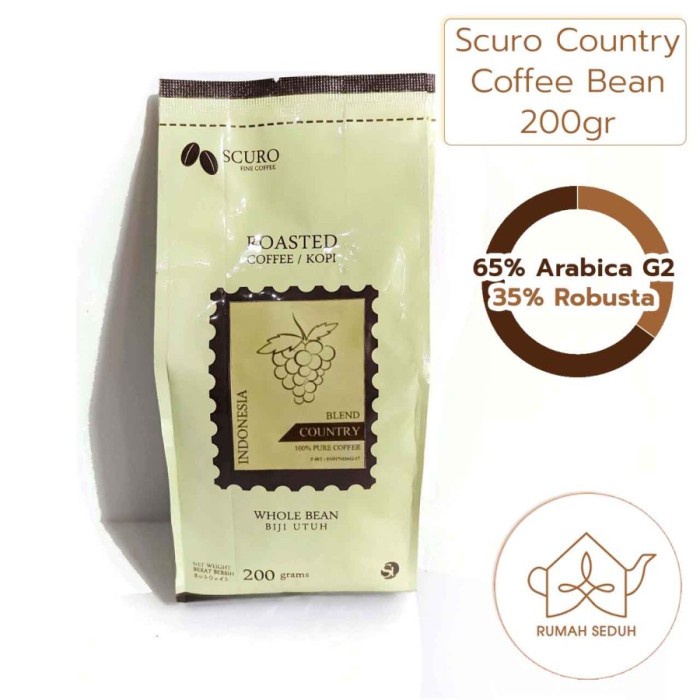 

Scuro Country Coffee Bean 200gr Biji Kopi Mix Arabika Robusta Arabica