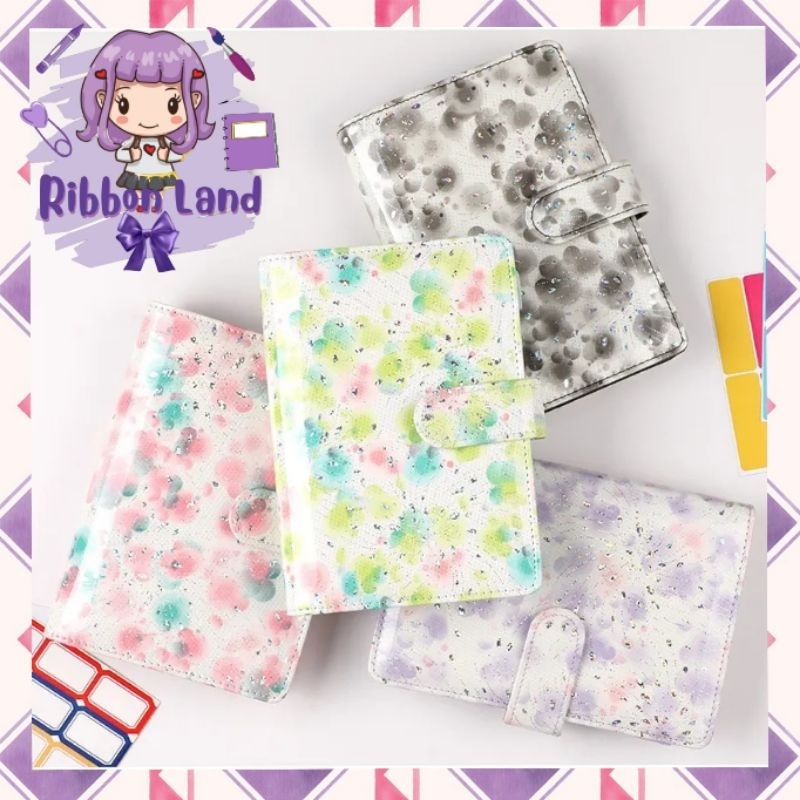 

A6 Binder Kulit Pu Kilat Glossy Bunga Flower Spring Utup Kancing