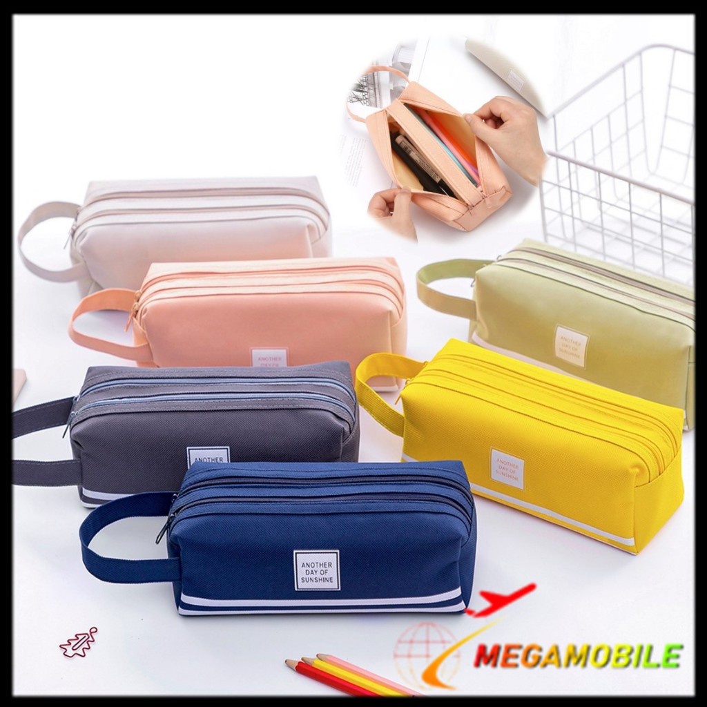 

MM - Kotak Pensil Dan Stationery Dual Zipper Dompet Pensil 2 Pouch Tempat Alat Tulis Perlengkapan Sekolah Dua Sisi Resleting
