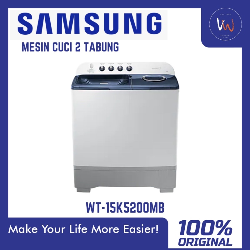 Mesin Cuci 2 Tabung Samsung WT-15K5200MB / Mesin Cuci Laundry / Mesin Cuci Kapasitas Jumbo