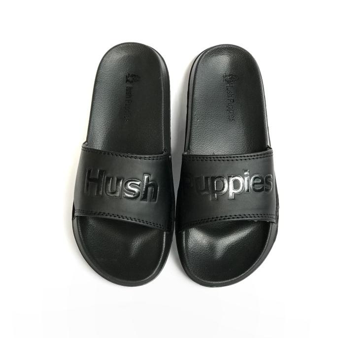 Sandal Hush Puppies Pria Terbaru Full Black Big Text