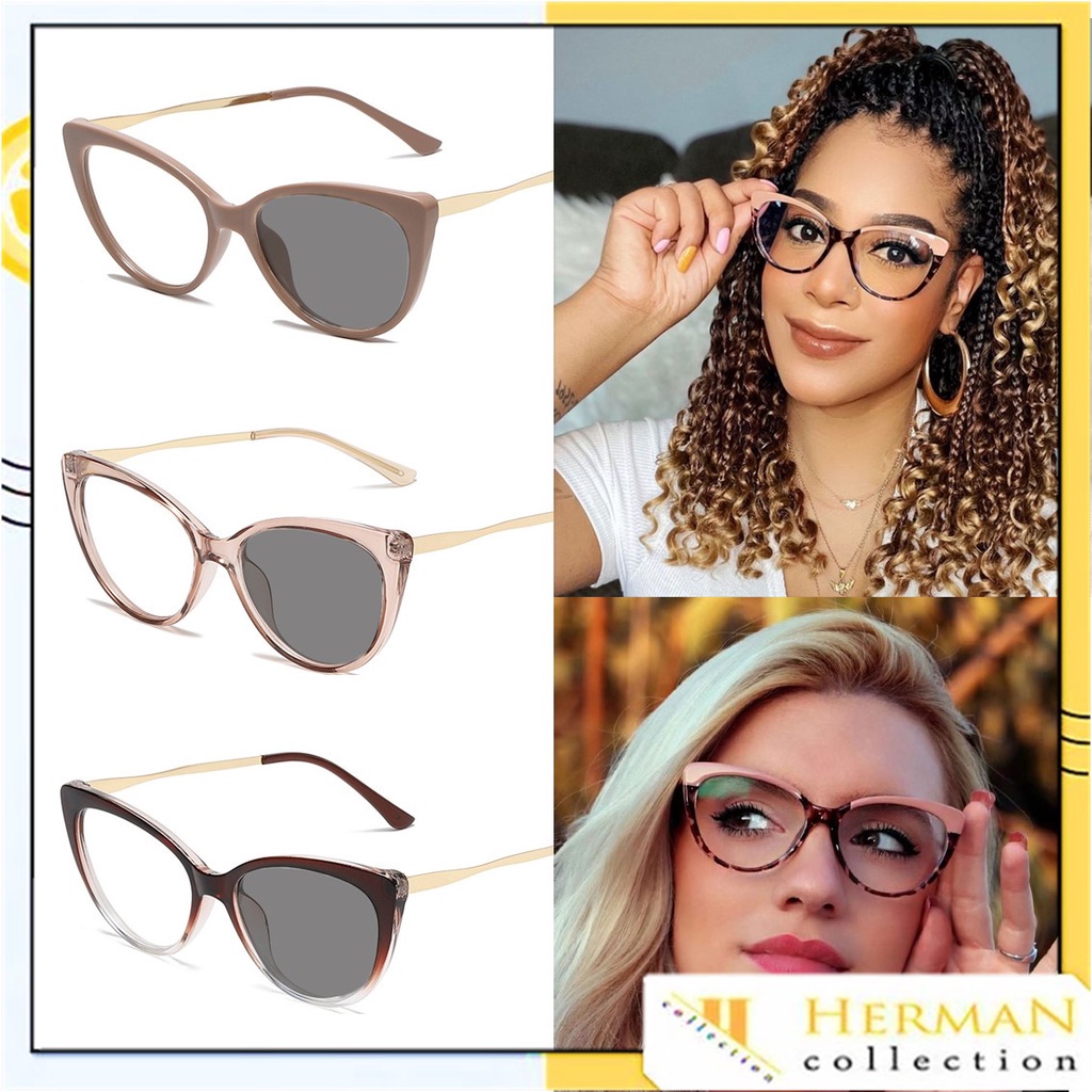 HC Kacamata Photochromic 6617 Kacamata Anti Radiasi Kacamata Cat Eye Retro Bingkai Plastik Fashion