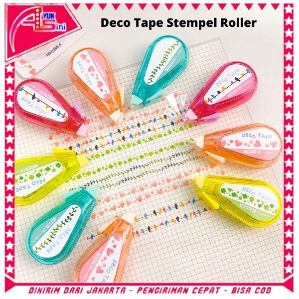 

AS Deco Tape Stempel Roller Stamp TG-D866 5mm X 5m Portable DIY Untuk Scrapbook Correction Tape Mini Motif Love Burung Daun Higlighter Pattern Correction Tape For DIY Decorative Scrapbook Journal