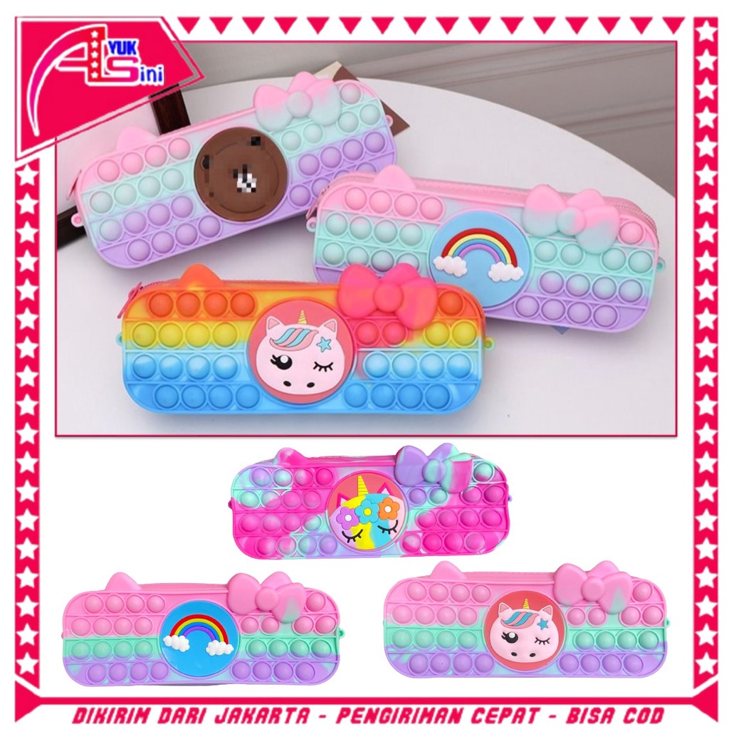 

AS Kotak Pensil Pop It Rainbow Tempat Pensil Popit Karakter Macaroon Tempat Penyimpanan Alat Tulis Anak Warna Warni