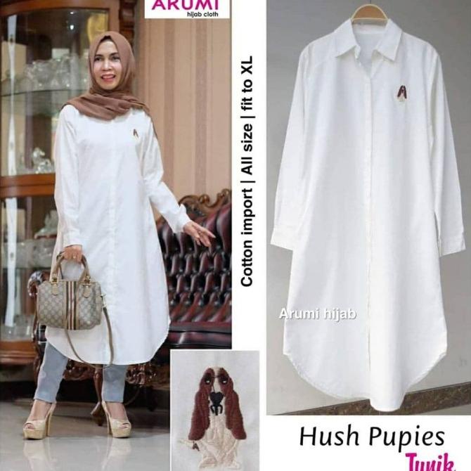 New Sale Long Tunik Muslim Kemeja Wanita Kemeja Putih Wanita Tunik Putih Polos Stok Terbatas