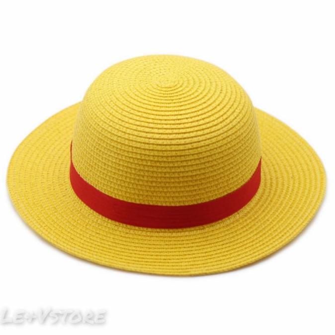 Topi Jerami Anime, Monkey D. Luffy One Piece warna original dan kuning