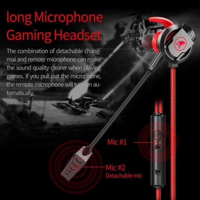 Plextone MOWI Rx3 In-Ear Gaming Headset - Merah, Hijau, Hitam