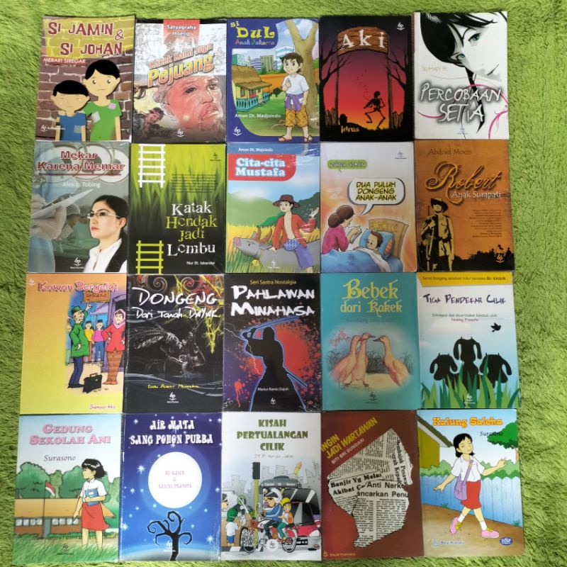 ORIGINAL BUKU NOVEL SASTRA DAN CERPEN SI JAMIN & SI JOHAN KAKEK KAMI PEJUANG SI DUL ANAK JAKARTA AKI